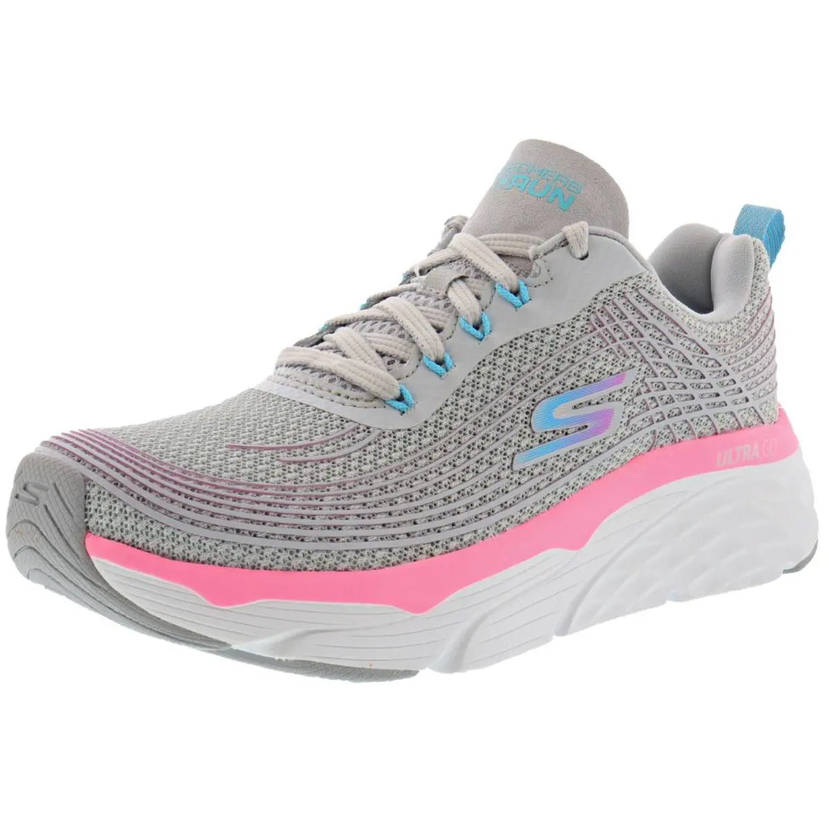 Skechers Women`s Max Cushioning Elite 17693GYPK Lace-up Running Shoes - GREY / PINK