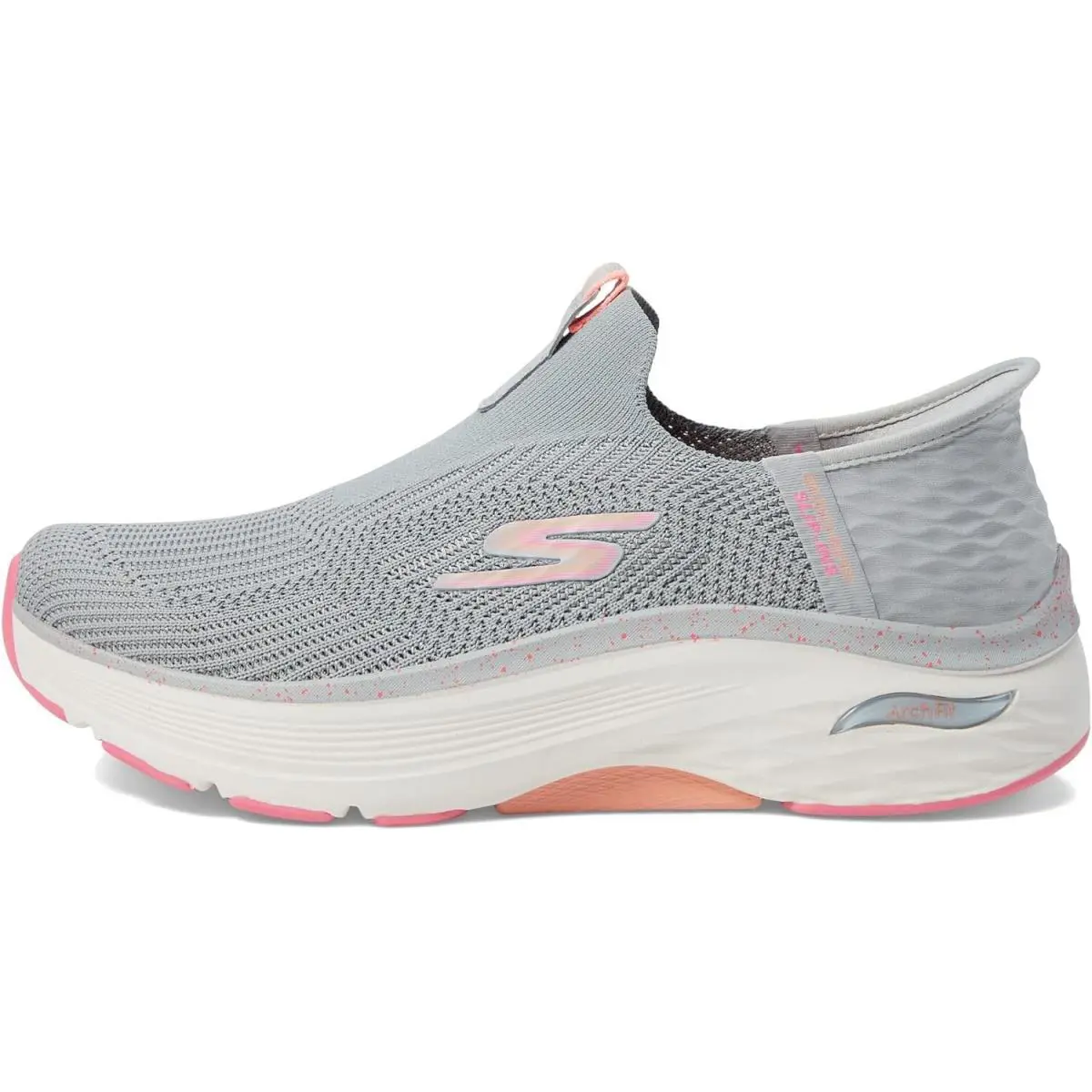 Skechers Womens Max Cushioning Arch Fit Fluidity Slip Lns Athletic Shoe Greypink - Grey/Pink