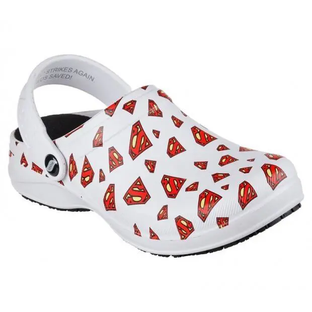 Skechers Womens 108091 Supergirl Archfit Riverbound White Multi Work Shoes - White, Multi