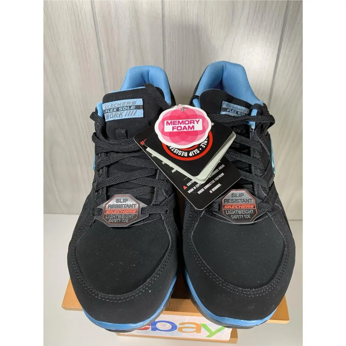 Skechers Women’s Work Shoes Size 10 Synergy Sandlot Safety Toe Black Blue