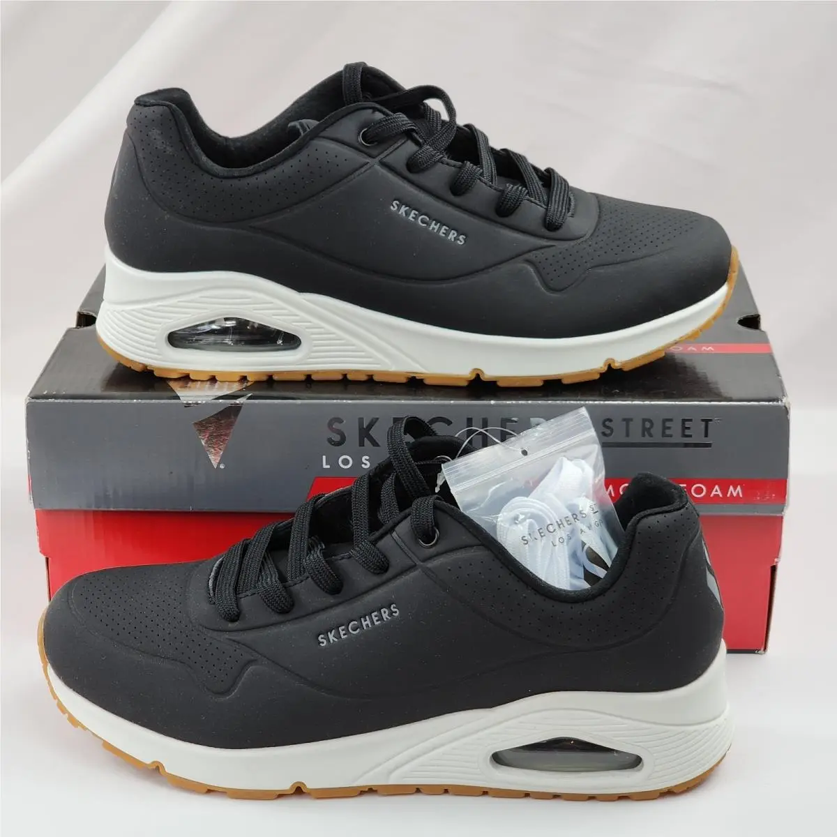 Skechers Street Uno Stand on Air Sneaker 73690 Blk Shoes LA Women Size 11