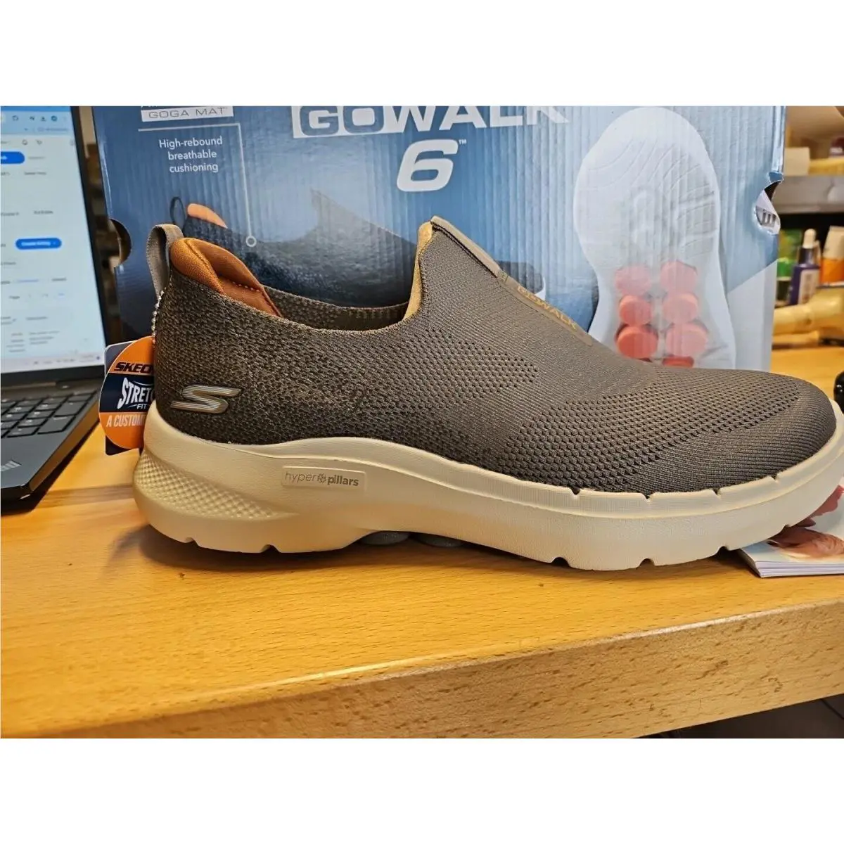 Skechers shoes - Men`s Easy On Slip-ins GOwalk 6 - A622619 - taupe (UPC: 196311676550) 5