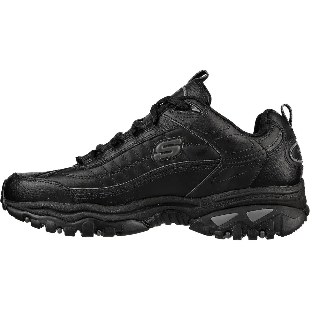 Skechers Mens Energy - Afterburn Lace-up Sneaker Athletic Training Leather and Mesh Upper - Black