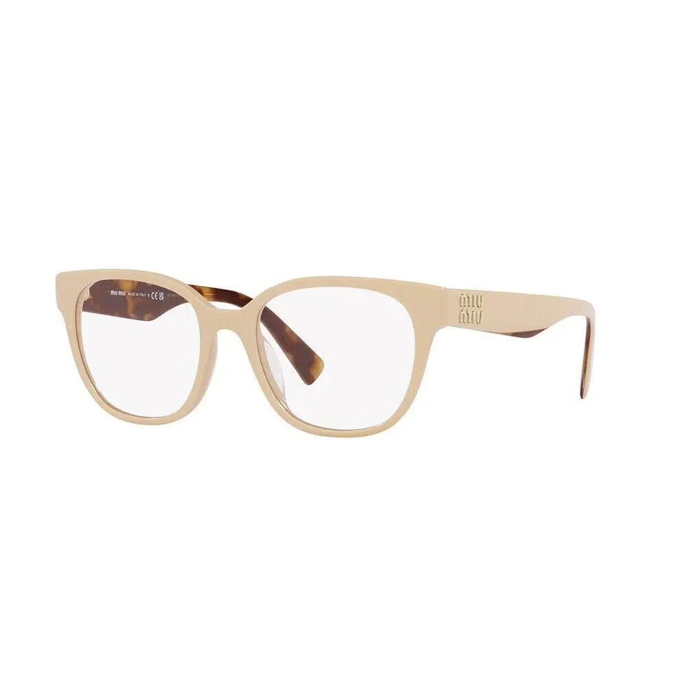 Miu Miu MU 02VV 10H1O1 Beige Havana Acetate Round Eyeglasses 54mm