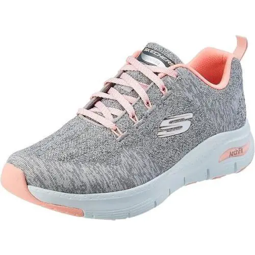 Skechers Women`s Arch Fit Comfy Wave Lace Up Shoes Gray/pink Size 10 - Gray/Pink