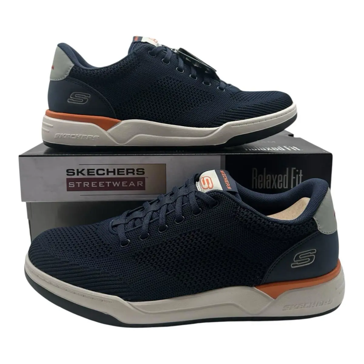 Skechers Corliss Dorset Shoes Mens Sz 9.5 Navy Blue Relaxed Fit Lace Up Sneakers - Blue