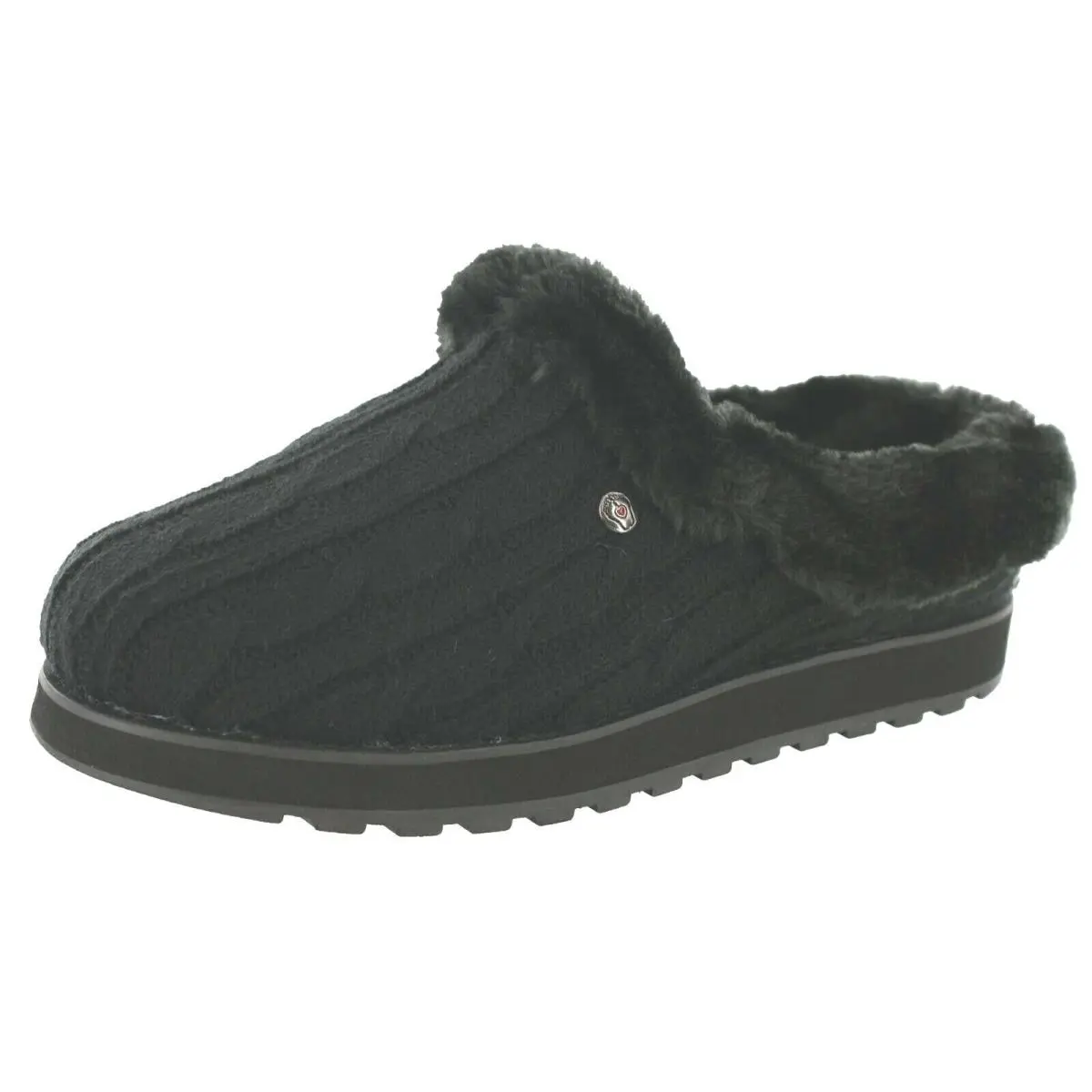 Skechers Bobs Keepsakes Ice Angel Fur Mule Slippers Women Shoes Black Size 8