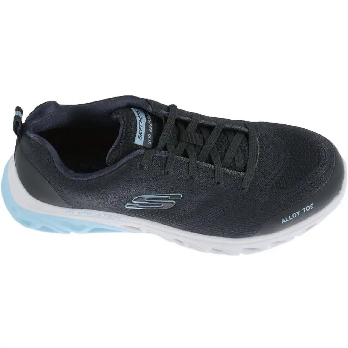 Skechers shoes - Skechers Glide Step SR-Alloy - Glide Step - Dark Gray/Slate- Baby blue hints on tongue and bottom (UPC: 195969834732) 1