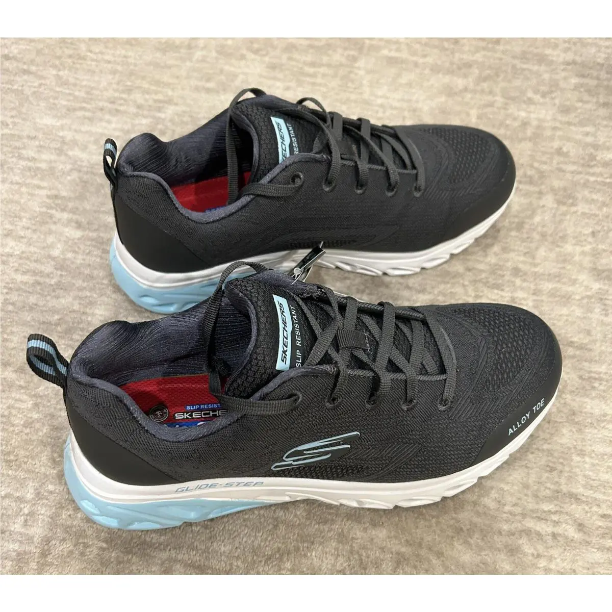 Skechers shoes - Skechers Glide Step SR-Alloy - Glide Step - Dark Gray/Slate- Baby blue hints on tongue and bottom (UPC: 195969834732) 10
