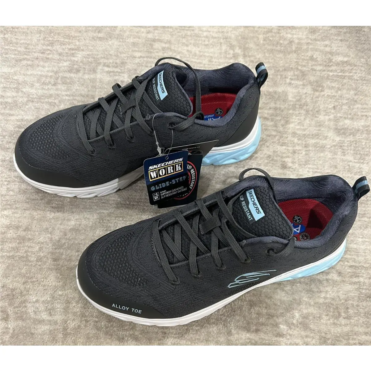 Skechers shoes - Skechers Glide Step SR-Alloy - Glide Step - Dark Gray/Slate- Baby blue hints on tongue and bottom (UPC: 195969834732) 7