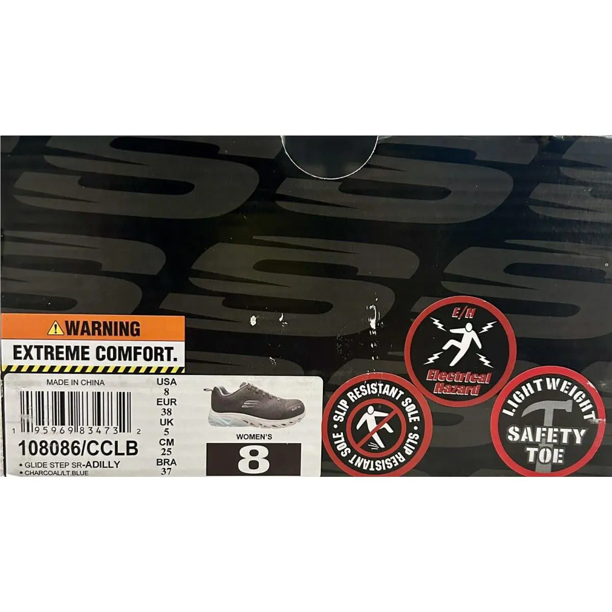 Skechers shoes - Skechers Glide Step SR-Alloy - Glide Step - Dark Gray/Slate- Baby blue hints on tongue and bottom (UPC: 195969834732) 18