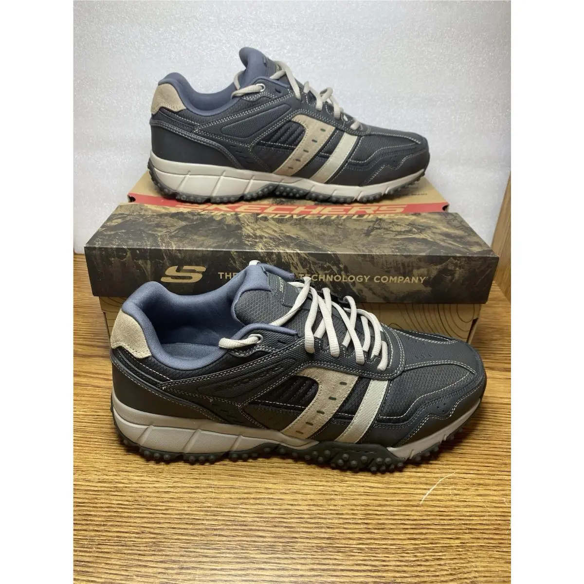 Skechers Urban Trax Shoes Men Size 13 Wide Fit Stone Olive Gray Walking Shoe