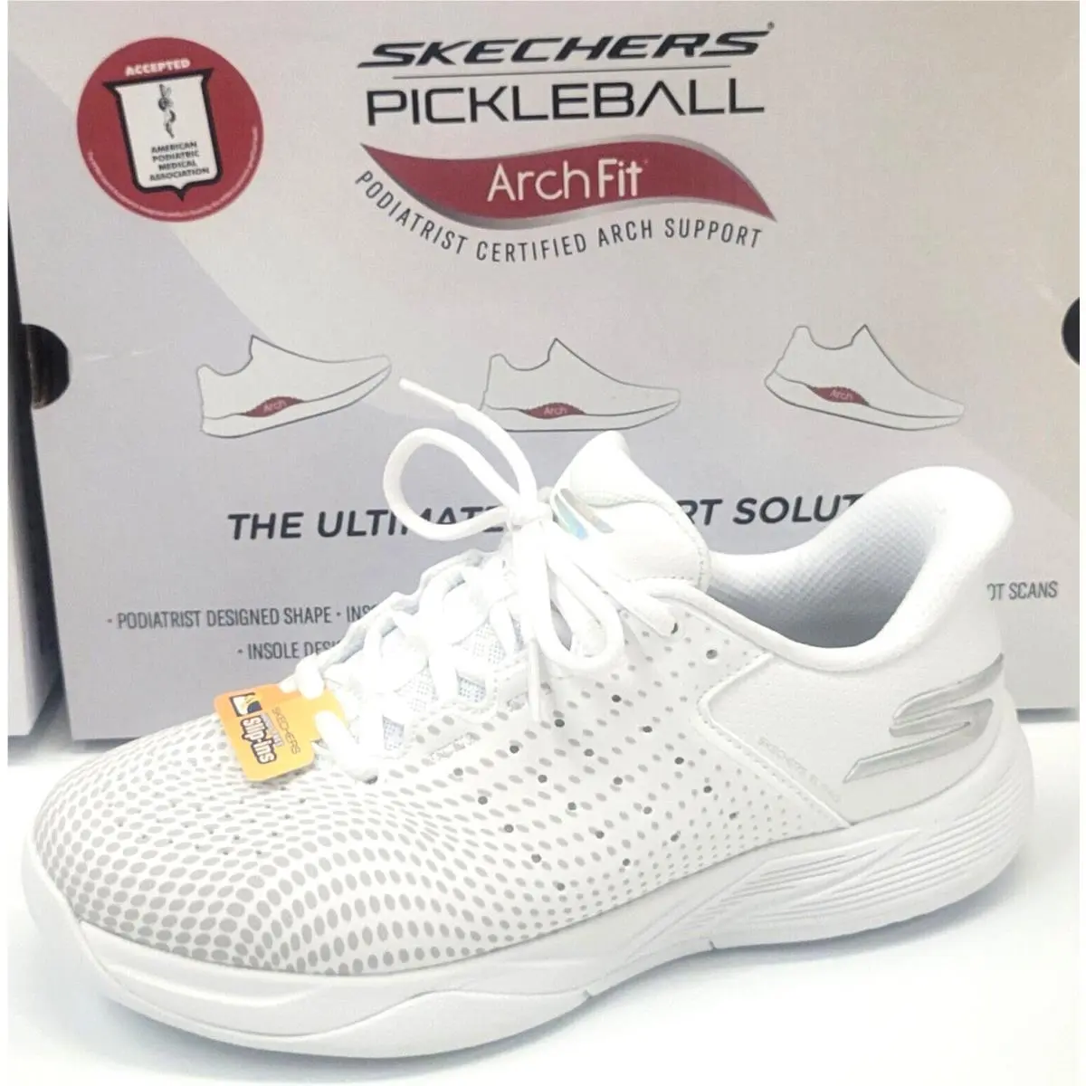 Skechers Womens Viper Court Slip-ins Reload Wide White 9.5