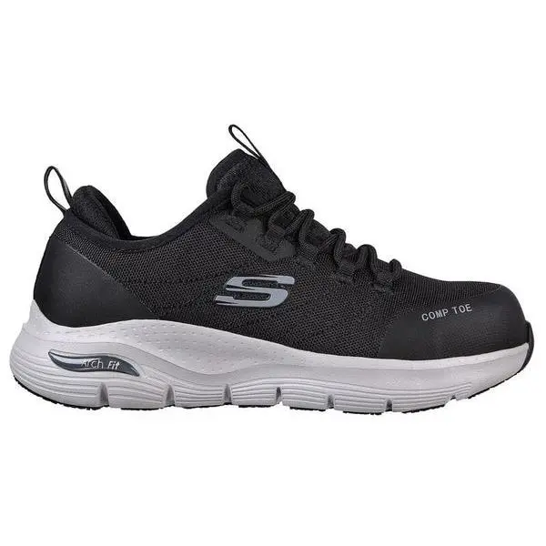 Skechers Arch Fit SR - Ebinal 108075 Composite Toe Shoes Black Gray Womens 8.5