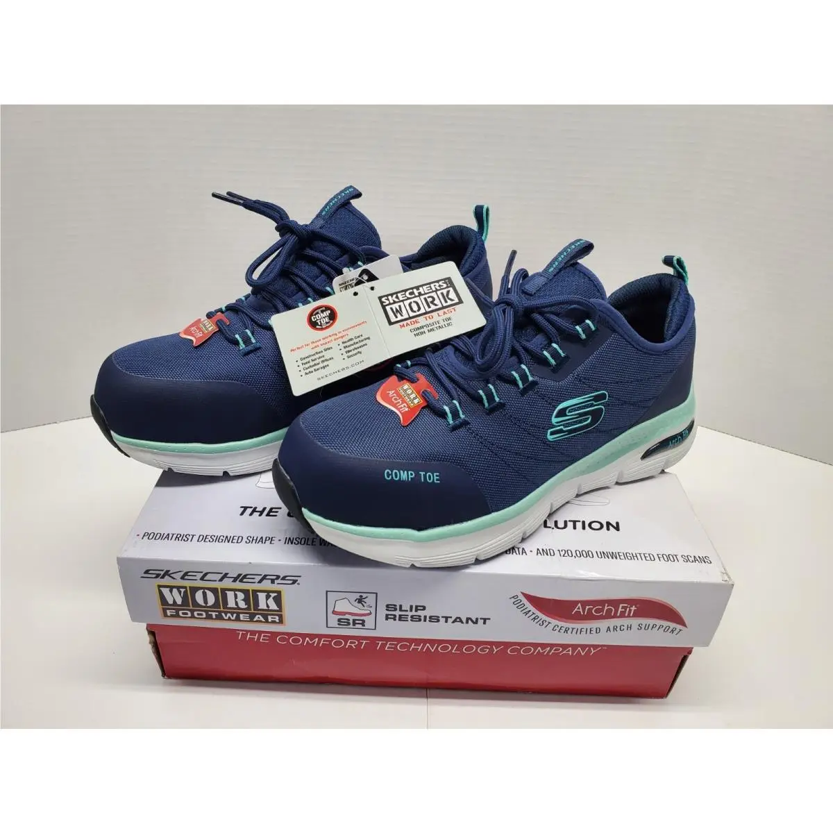 Skechers Arch Fit Sr-ebinal Womens Sz 9.5 Composite Toe 108075/NVAQ Shoes