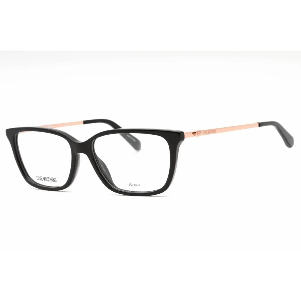 Moschino Love Women`s Eyeglasses Black Acetate Rectangular Frame MOL550 0807 00 - Frame: Black