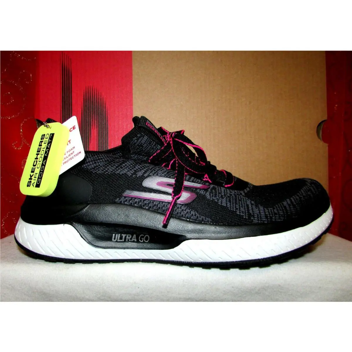 Skechers shoes - SKECHERS ULTRA GO RUN STEADY SWIFT - 16025 - Black/HOT PINK (UPC: 1931139920008) 1