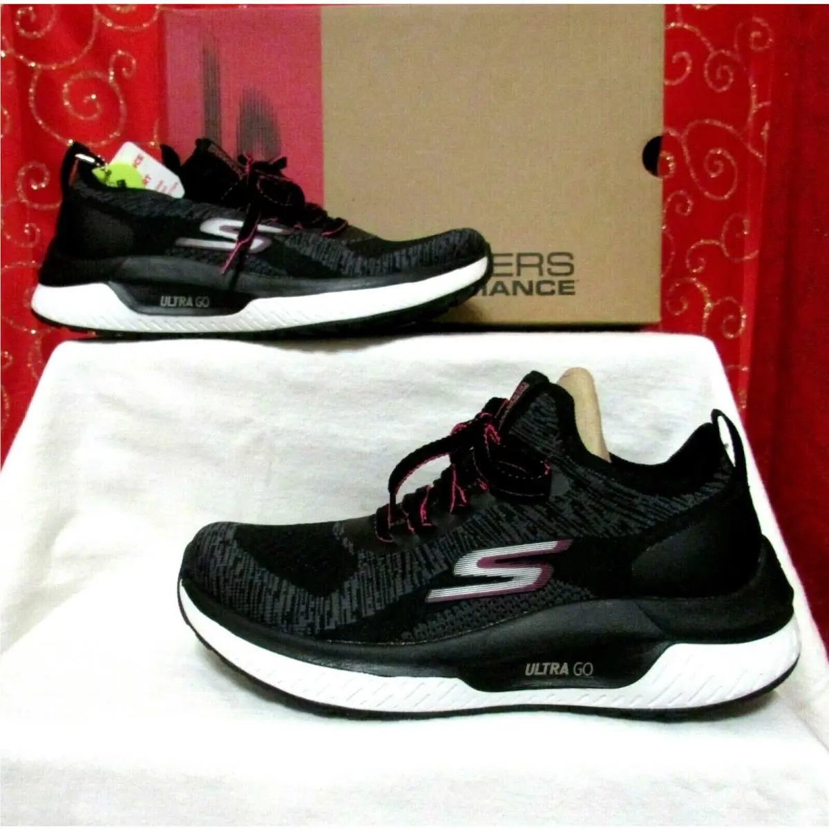 Skechers shoes - SKECHERS ULTRA GO RUN STEADY SWIFT - 16025 - Black/HOT PINK (UPC: 1931139920008) 6