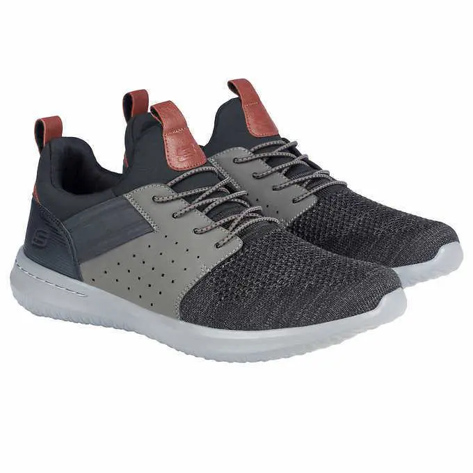 Skechers Delson 3.0 Low Trainers Sports Sneakers Men Shoes Black Size 13 - BLACK / GREY / BROWN
