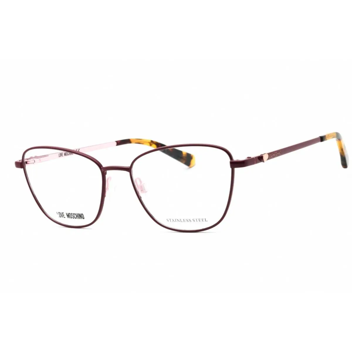 Moschino Love Women`s Eyeglasses Cherry Cat Eye Metal Frame MOL552 08CQ 00