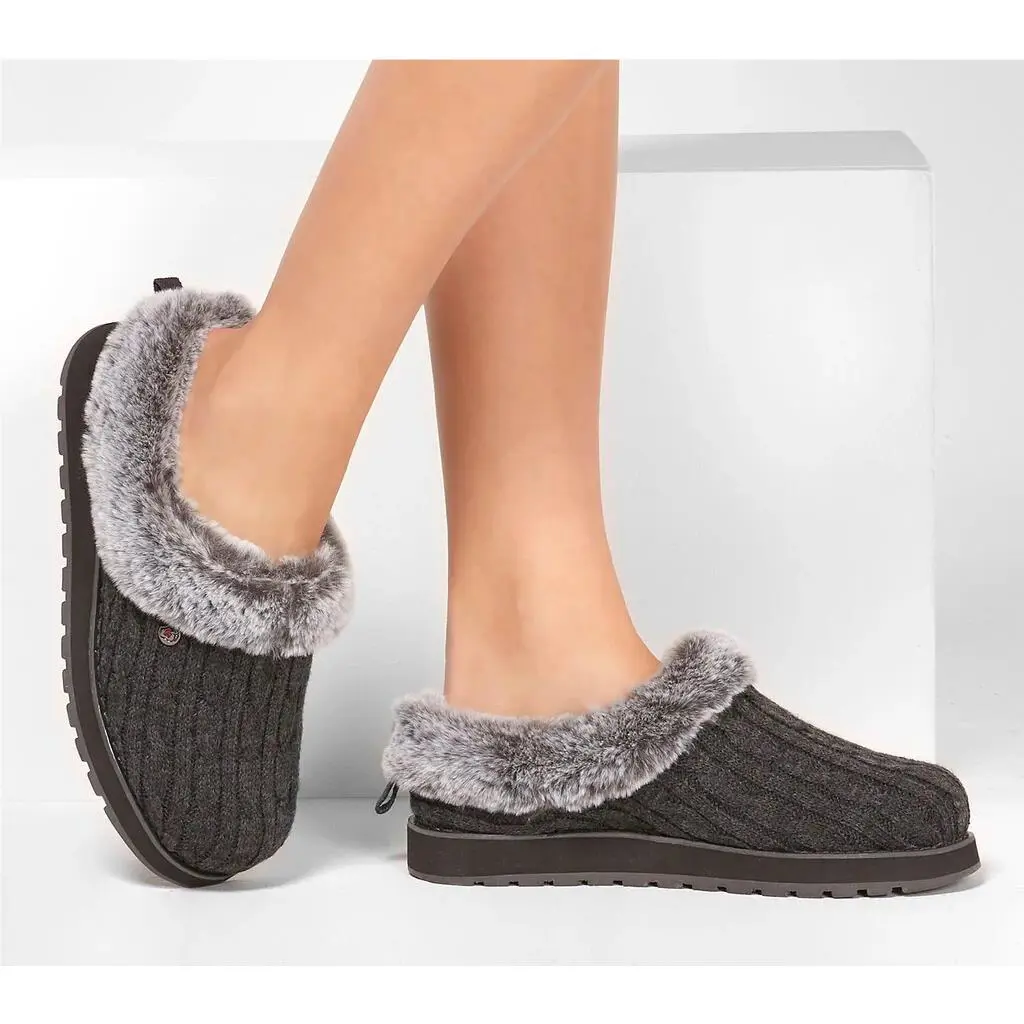 Skechers Bobs Keepsakes Ice Angel Fur Slippers Women Shoes Charcoal Size 8 - Charcoal