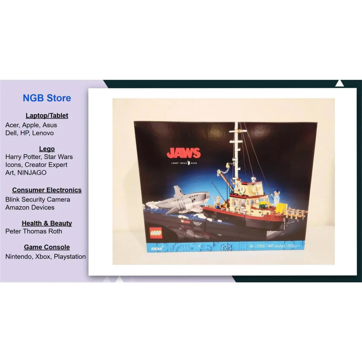 Lego Ideas Jaws Shark 21350 Toy and Diorama Building Set