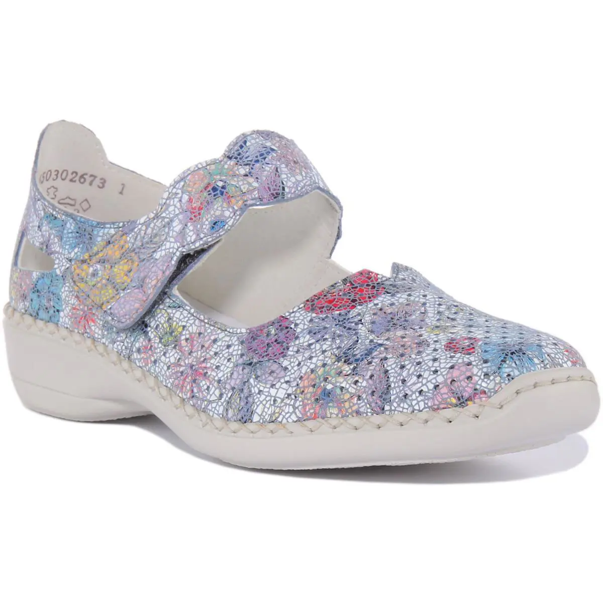 Rieker 413J2-12 Womens Single Strap Floral Print Shoes In Blue Size US 5- 10