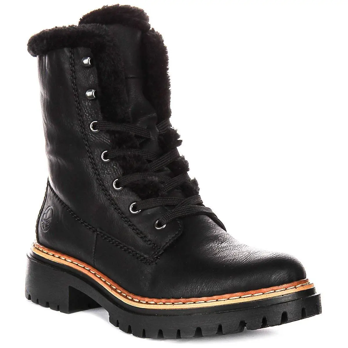 Rieker Lace Up Fur Linned Walking Ankle Womens Boot Black US 6 - 10