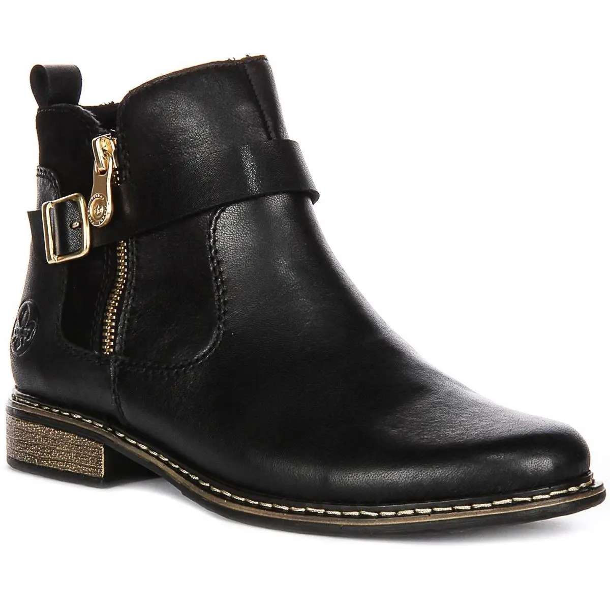 Rieker Riricon Short Fur Buckle Womens Boot Black Gold US 6 - 10