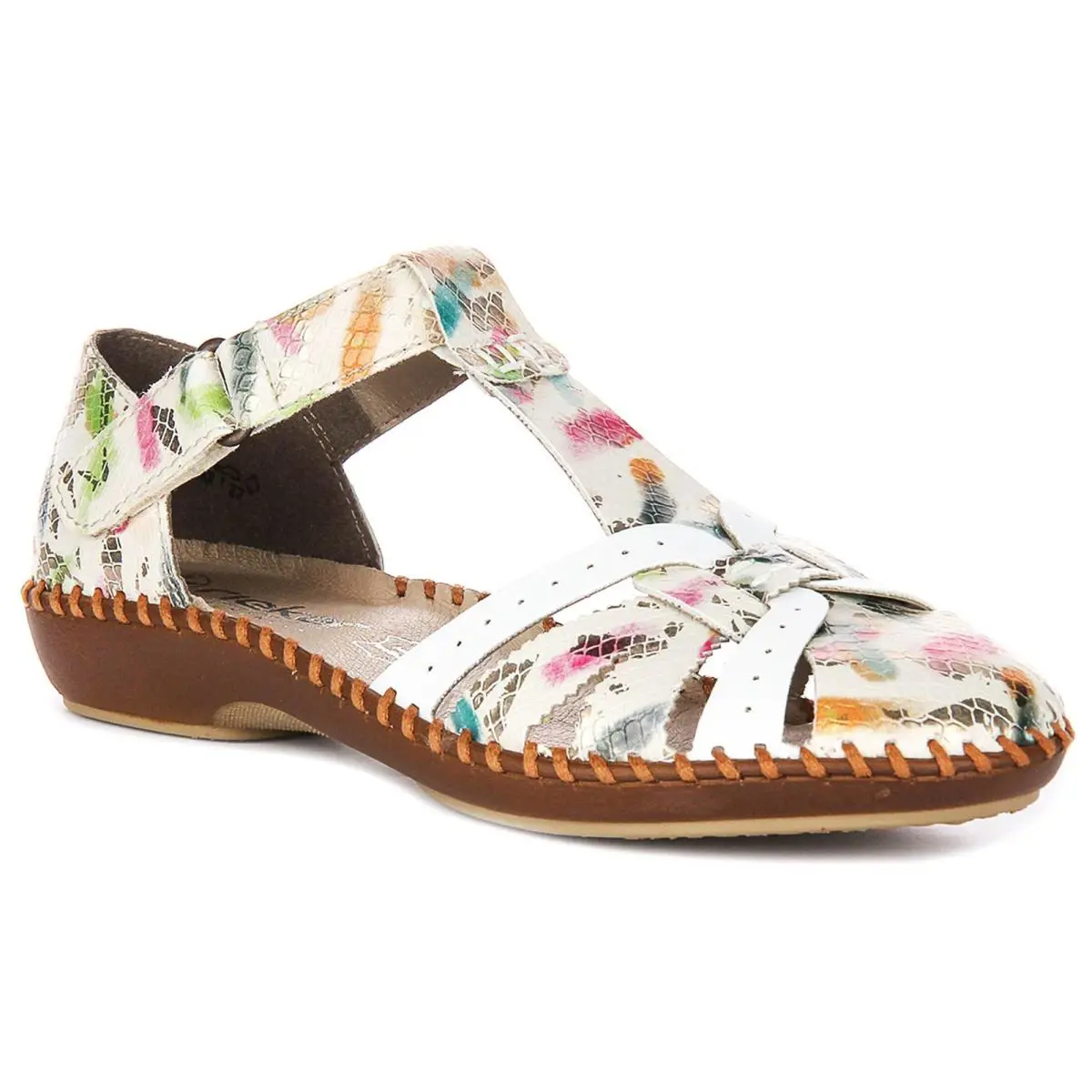 Rieker Comfort Floral Closed Toe Womens Sandal White Multi US 6 - 10