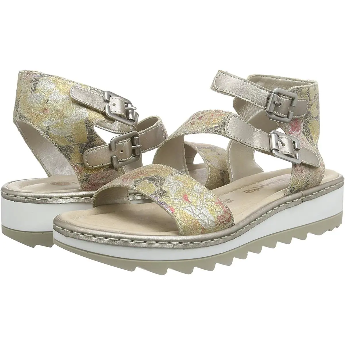 Remonte by Rieker Women`s Sandal Beige/silver R7752-90 Size Eur 40/ US 8.5