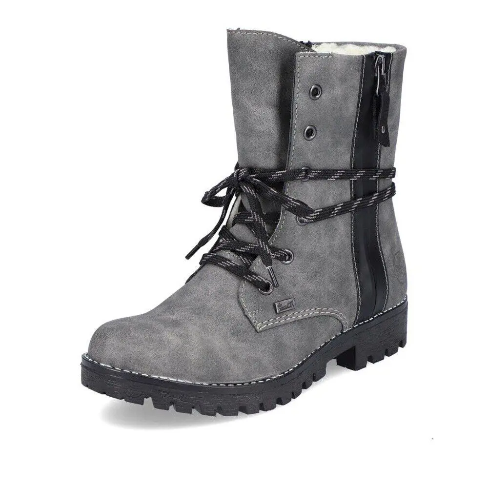 Rieker Women`s 785K0-45 Waterproof Side-zip Laced Mid-calf Boots Size EU 41
