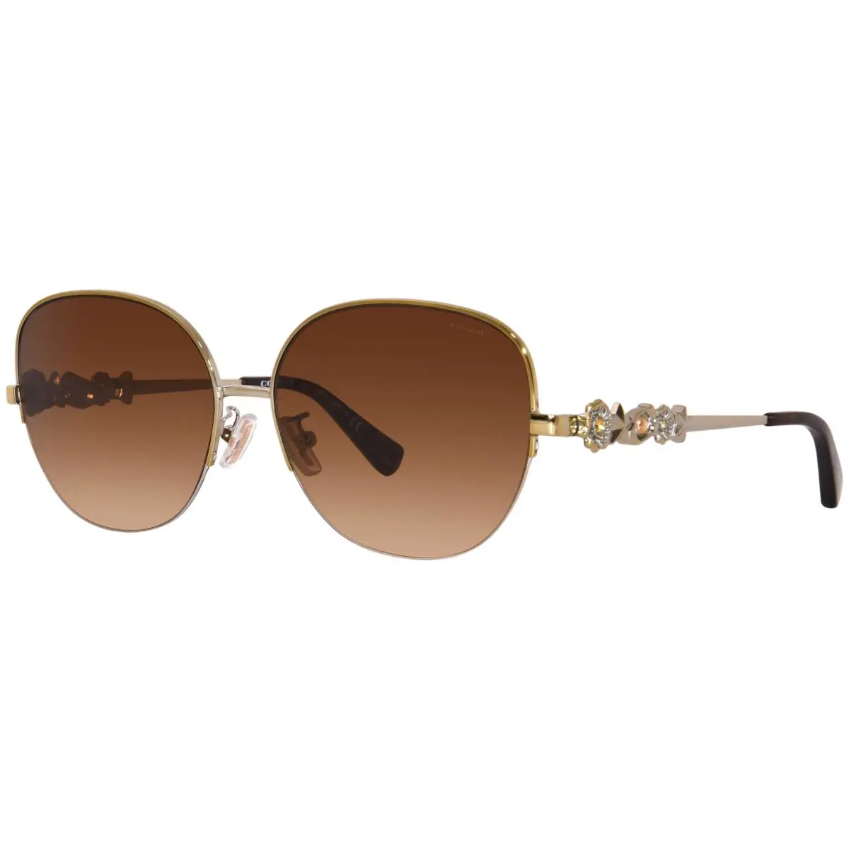 Coach HC7118B 935674 Sunglasses Women`s Light Gold/dark Brown Gradient Lens 57mm