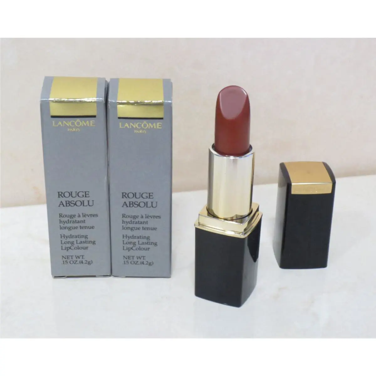 Lancome Rouge Absolu Hydrating Lip Color Brun Fresque 0.15 OZ Boxed 2 PC Lot