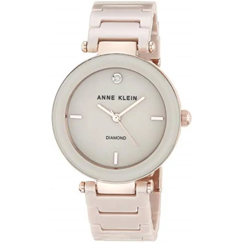 Women`s AK/1018BKBK Black Ceramic Bracelet Watch Assorted Colors tan/rose gold by Anne Klein