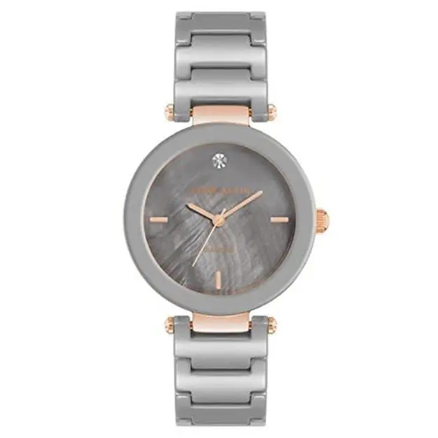 Women`s AK/1018BKBK Black Ceramic Bracelet Watch Assorted Colors taupe/rose gold by Anne Klein