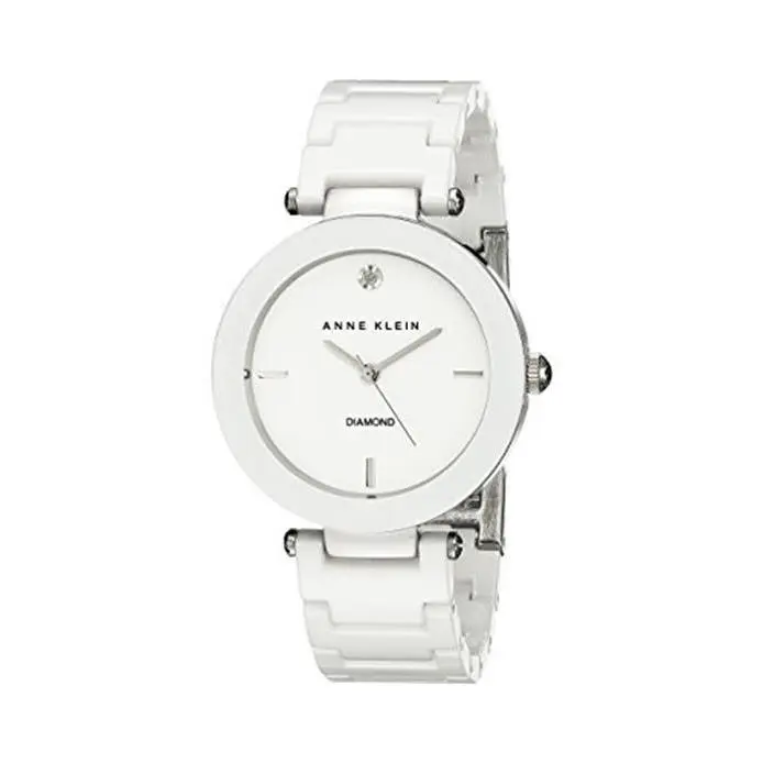 Women`s AK/1018BKBK Black Ceramic Bracelet Watch Assorted Colors white/silver by Anne Klein