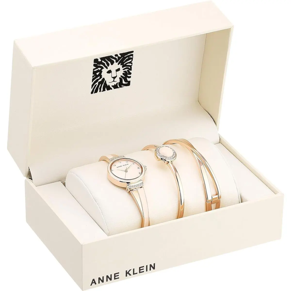 Anne Klein Women`s Crystal Accented Watch Bangle Set AK/3292-LPST