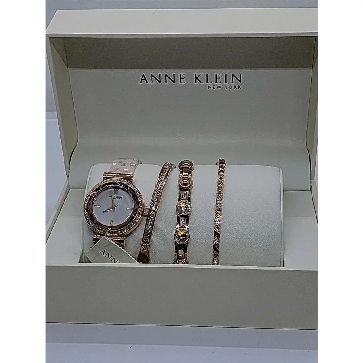 Anne Klein York Ceramic Bracelet Watch Set