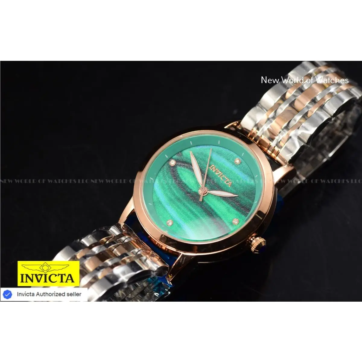 Women`s Wildflower Tigerlily 34mm Green Dial Gold/steel Tone SS Watch by Invicta