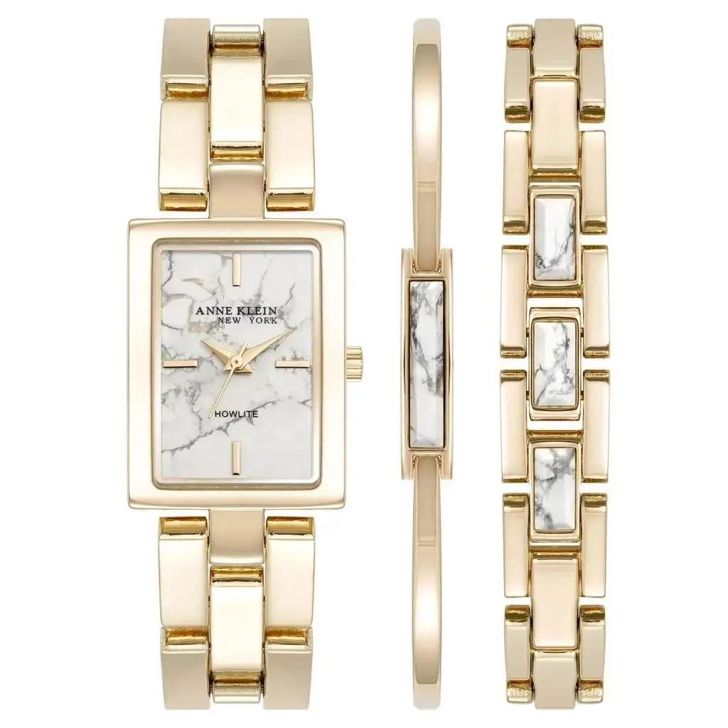 Anne Klein York Ladies Howlite Bracelet Watch Set 12-7748HLST