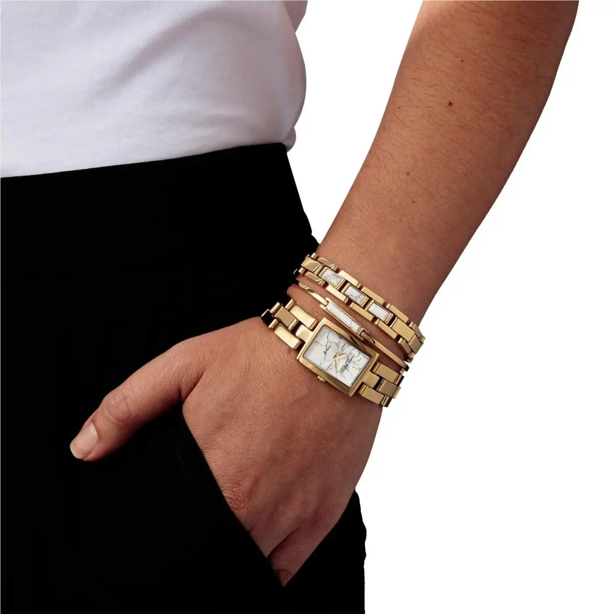 York Ladies Howlite Bracelet Watch Set 12-7748HLST by Anne Klein