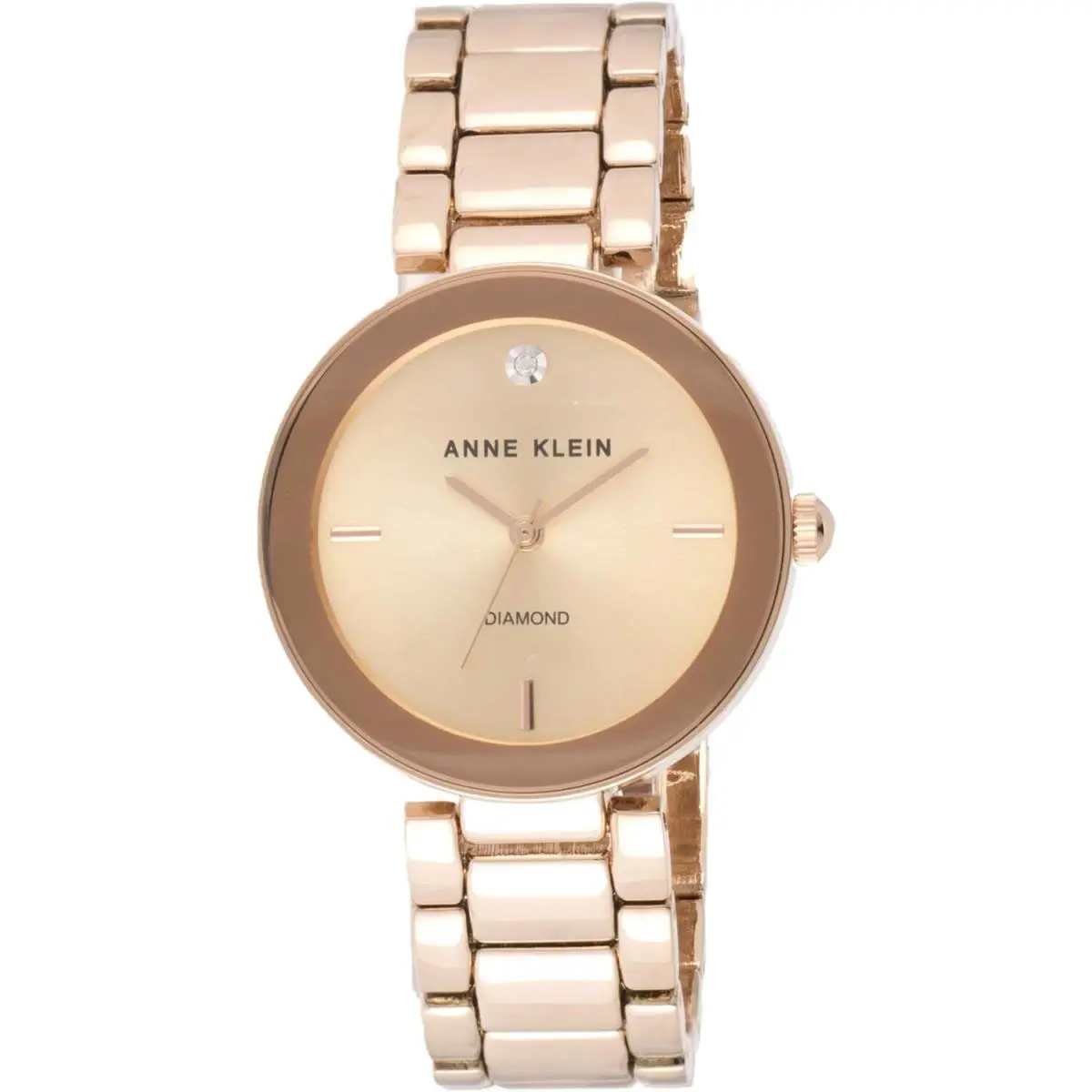 Anne Klein Rose Gold Tone Women`s Watch with Diamond Adjustable Bracelet 30M - Rose Gold-Tone, Dial: Pink, Band: Gold