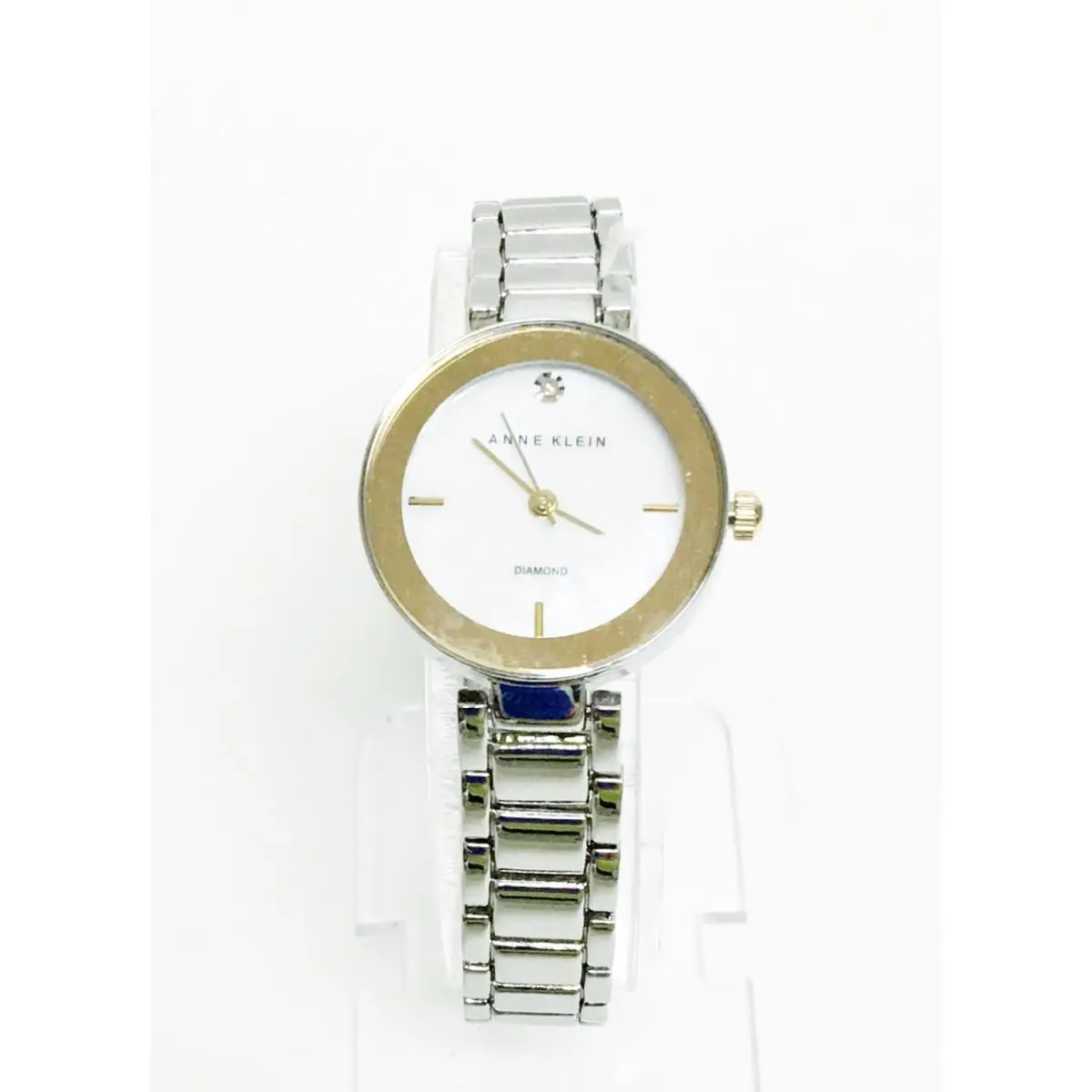 Anne Klein 2 Two Tone Silver+gold Mop Diamond Bracelet Watch AK/2119MPTT