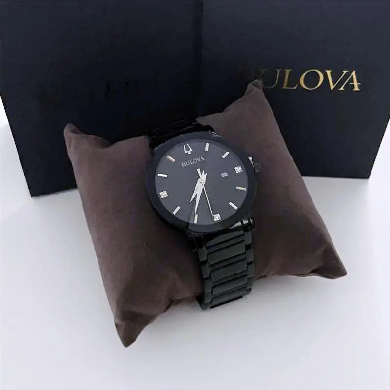 Men Modern Futuro Black Dial 3Hand Quartz Watch 98D114（42MM） Black by Bulova