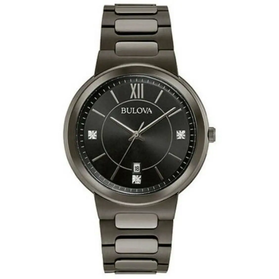 Bulova Gunmetal Gray Ion Plated Diamond Accent Classic 41mm Men’s Watch 98D162