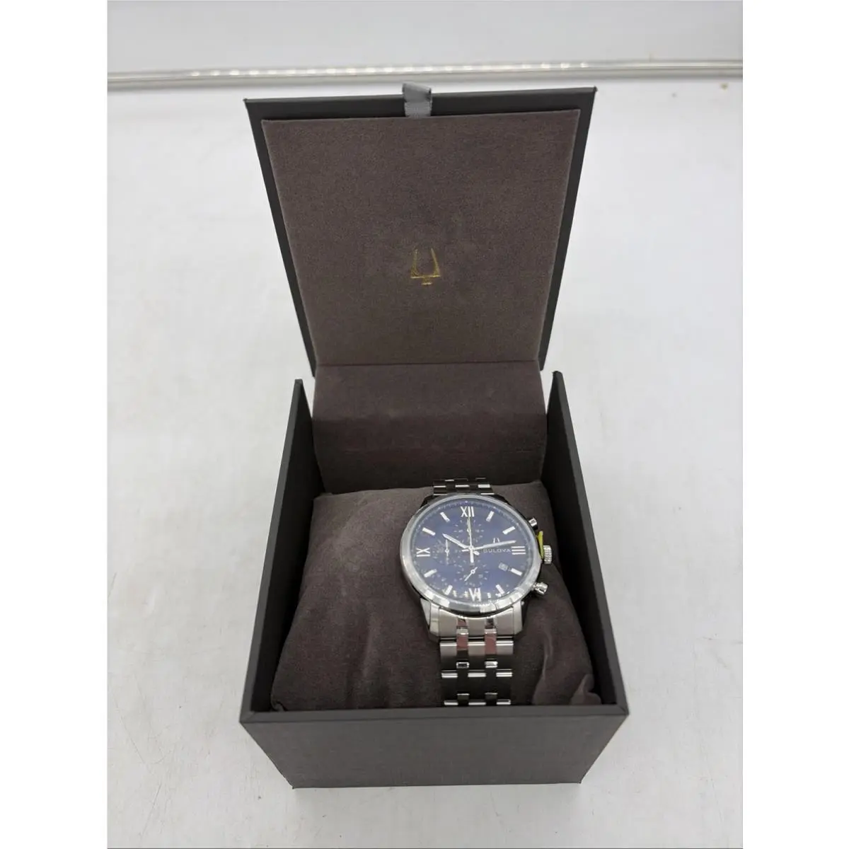 Bulova Blue Dial Stainless Steel Men`s Watch 96B476