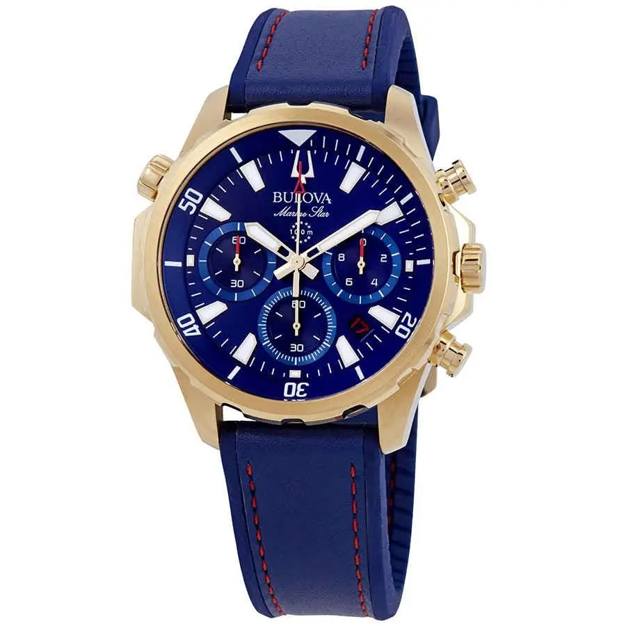 Bulova Marine Star Chronograph Blue Dial Men`s Watch 97B168