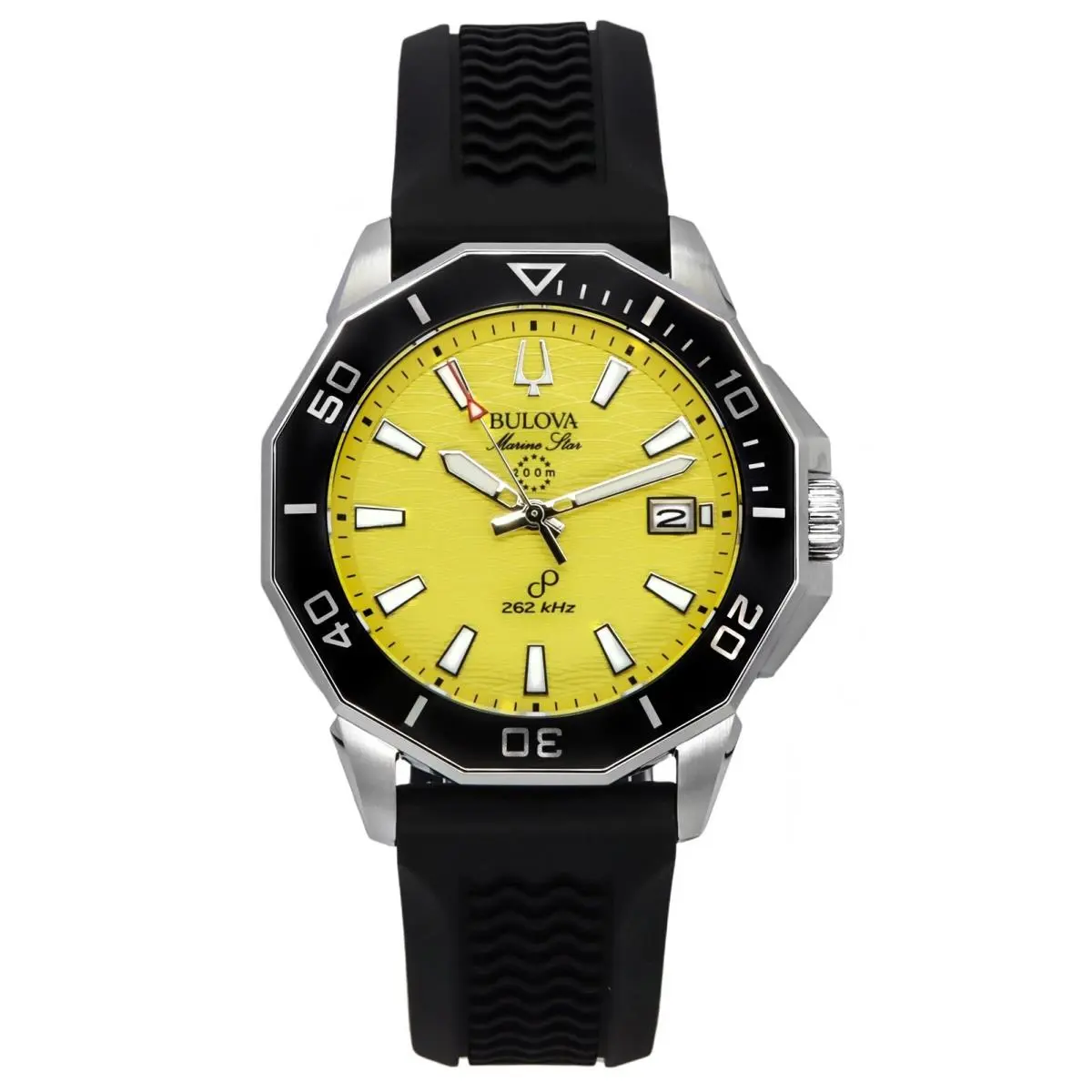 Marine Star Precisionist 96B431 Mens Watch Silicone Band Yellow Dial 200M by Bulova