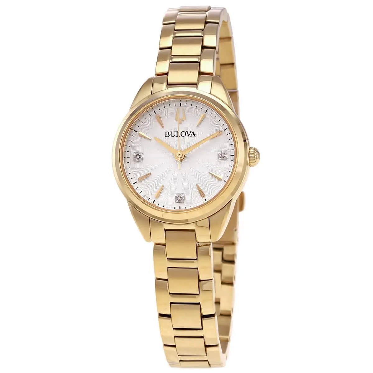 Bulova Sutton Quartz Diamond Silver Dial Ladies Watch 97P150